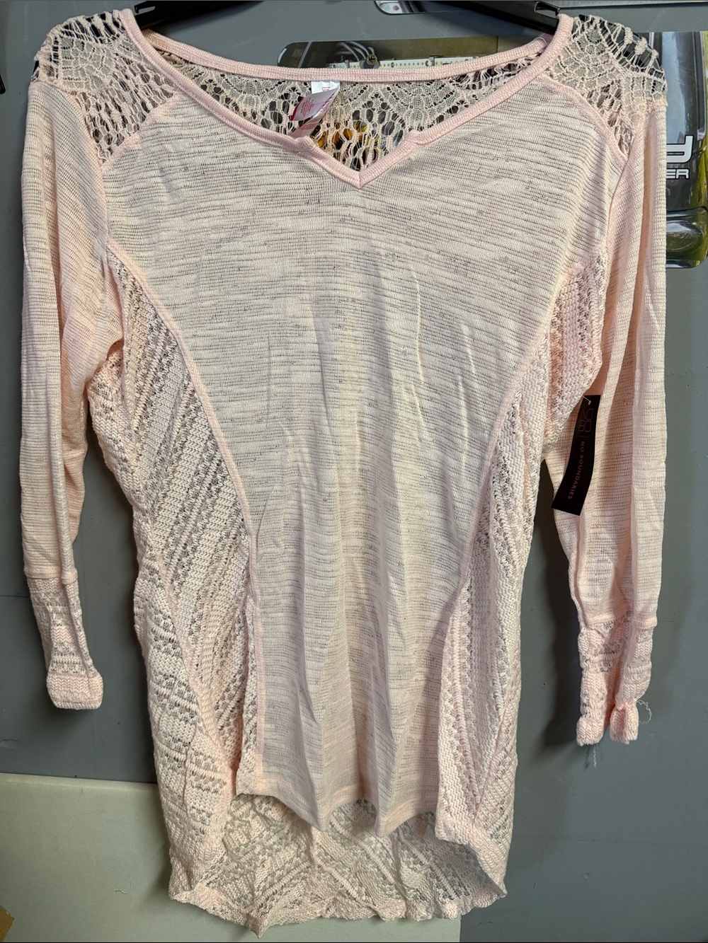 Light Pink Lace-Detail Women's Top